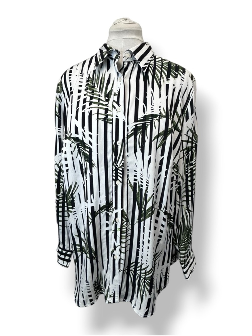 Lauren Ralph Lauren Women’s Long Sleeve Button-Down Shirt White Black Striped 1X